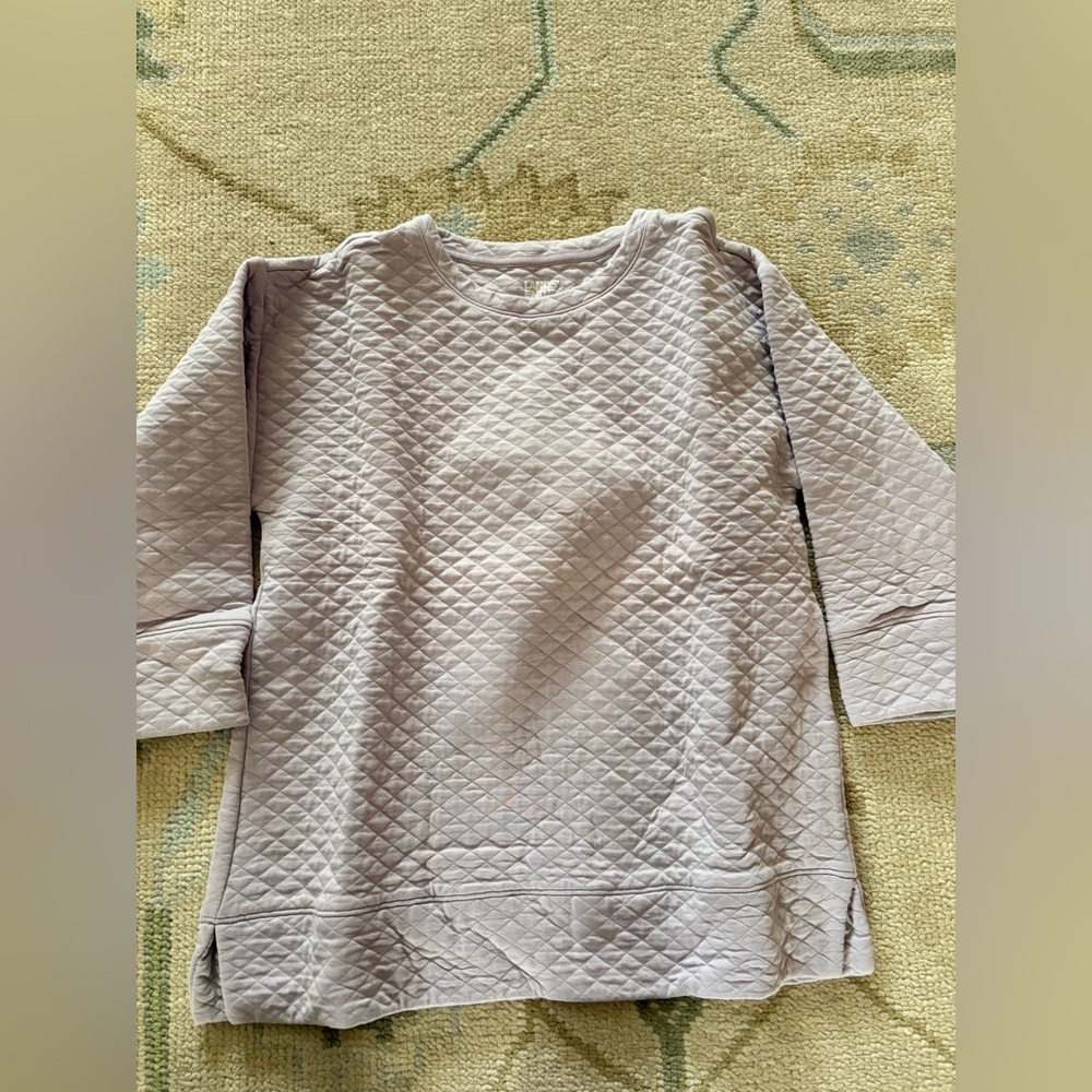NWOT Lands' End Lavendar Quilted 3/4 Sleeve Crewneck Sweatshirt